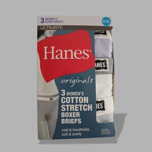 Hanes Boxer Briefs Stretch Cotton Comfort Waistband Multicolor Women’s 9/2X BNIB